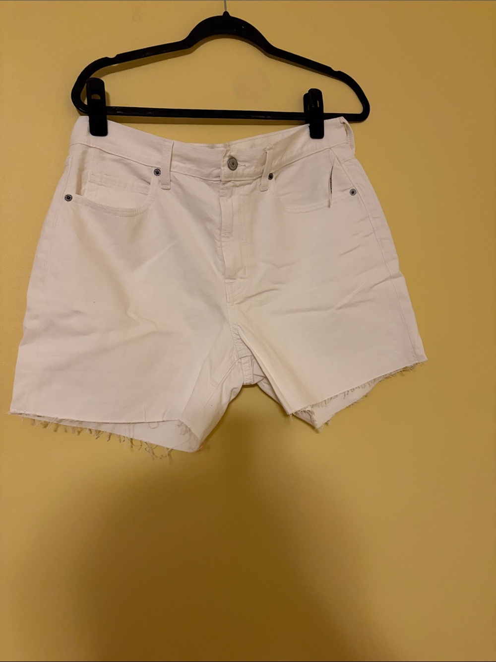 Women's Classic High or Mid Rise White Denim Shorts
